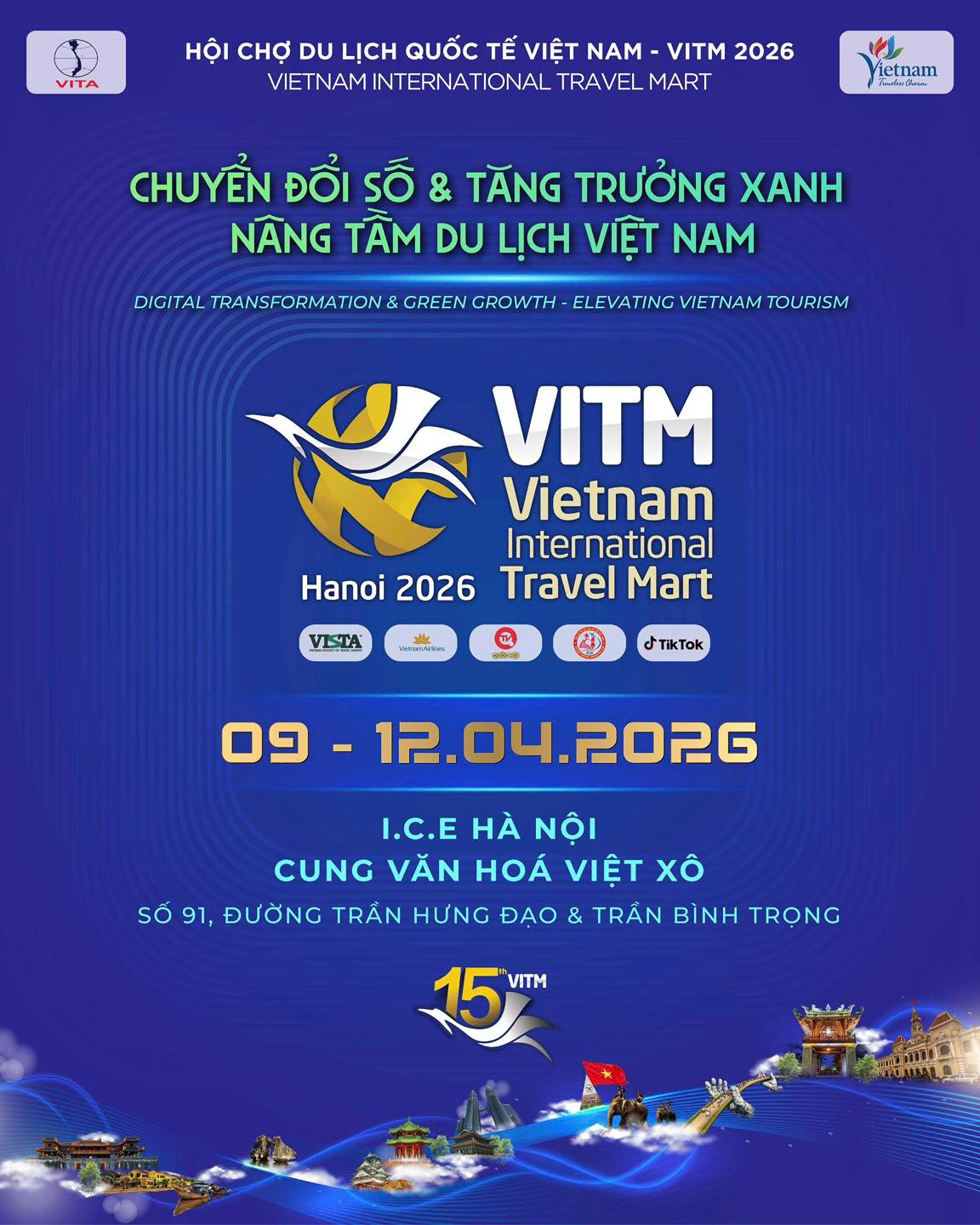 Ninh Bình tham gia Hội chợ du lịch quốc tế Việt Nam VITM Hà Nội 2026 với chủ đề “Ninh Bình – Tuyệt sắc miền Cố đô”